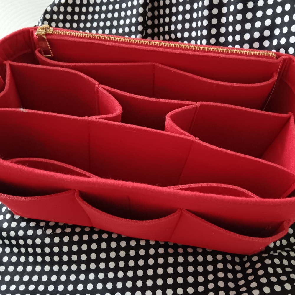 Red Purse Organizer Insert - Structured Tote and Handbag Organizer